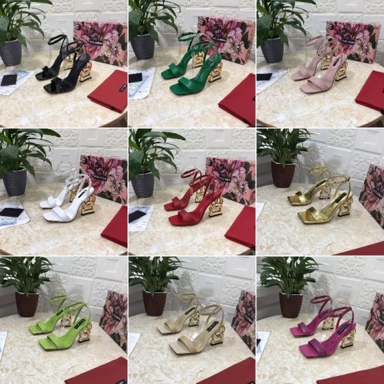 DJBN休闲皮鞋银海参牛皮女鞋子拖鞋爆款凉鞋高跟舒适 -5616