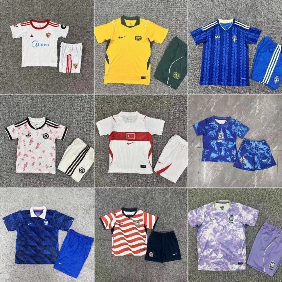 26-27短袖休闲足球运动球衣儿童套装-6085